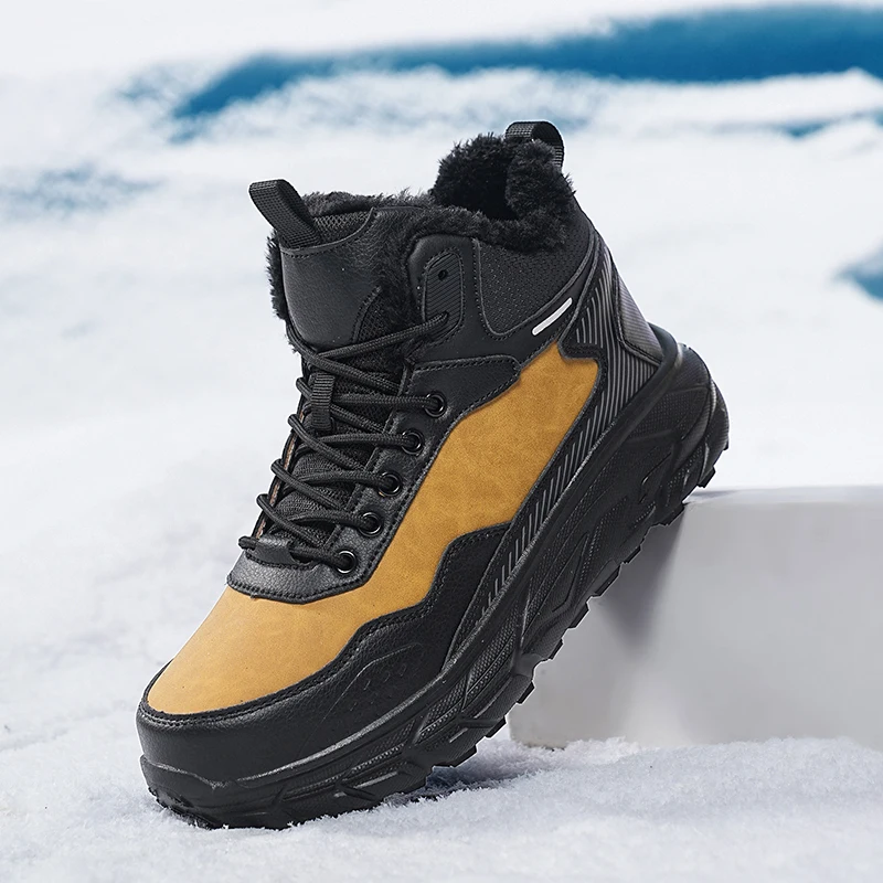 

Men's Winter Boots Warm Waterproof Non-Slip Plush Sneakers Shoes - Winter Slippers Male Tenis Boots