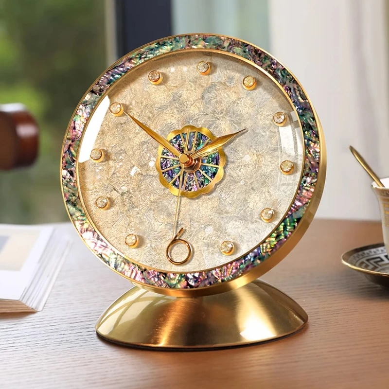 Shell Table Clocks Modern Luxury Desk Clock Decoration Retro Desktop Clock Living Room Silent Clocks Aesthetic Interior Ornament