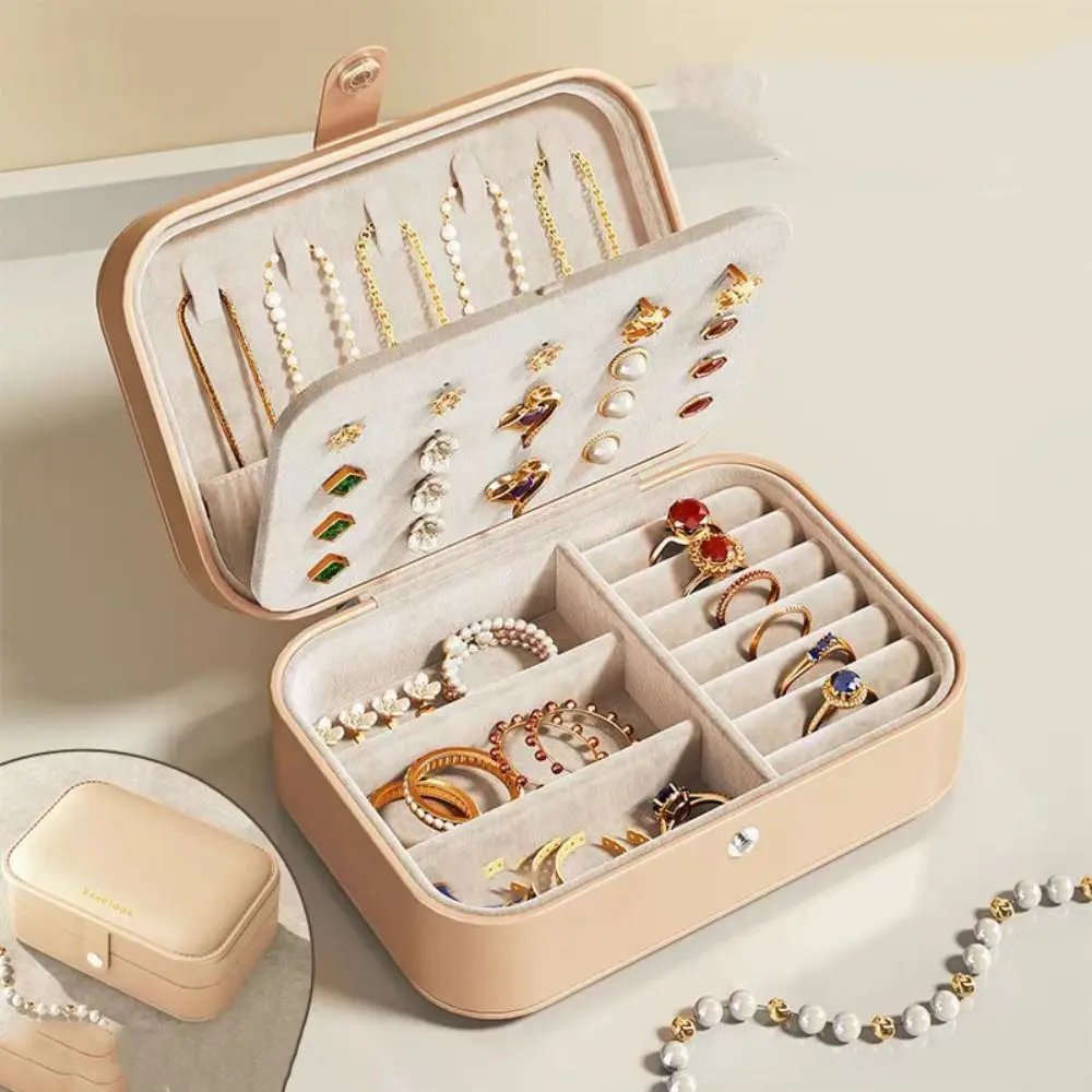 PU Leather Jewelry Packing Bag Large Capacity Multi-function Earrings Storage Case Rings Organizer Jewelry Holder Handbag