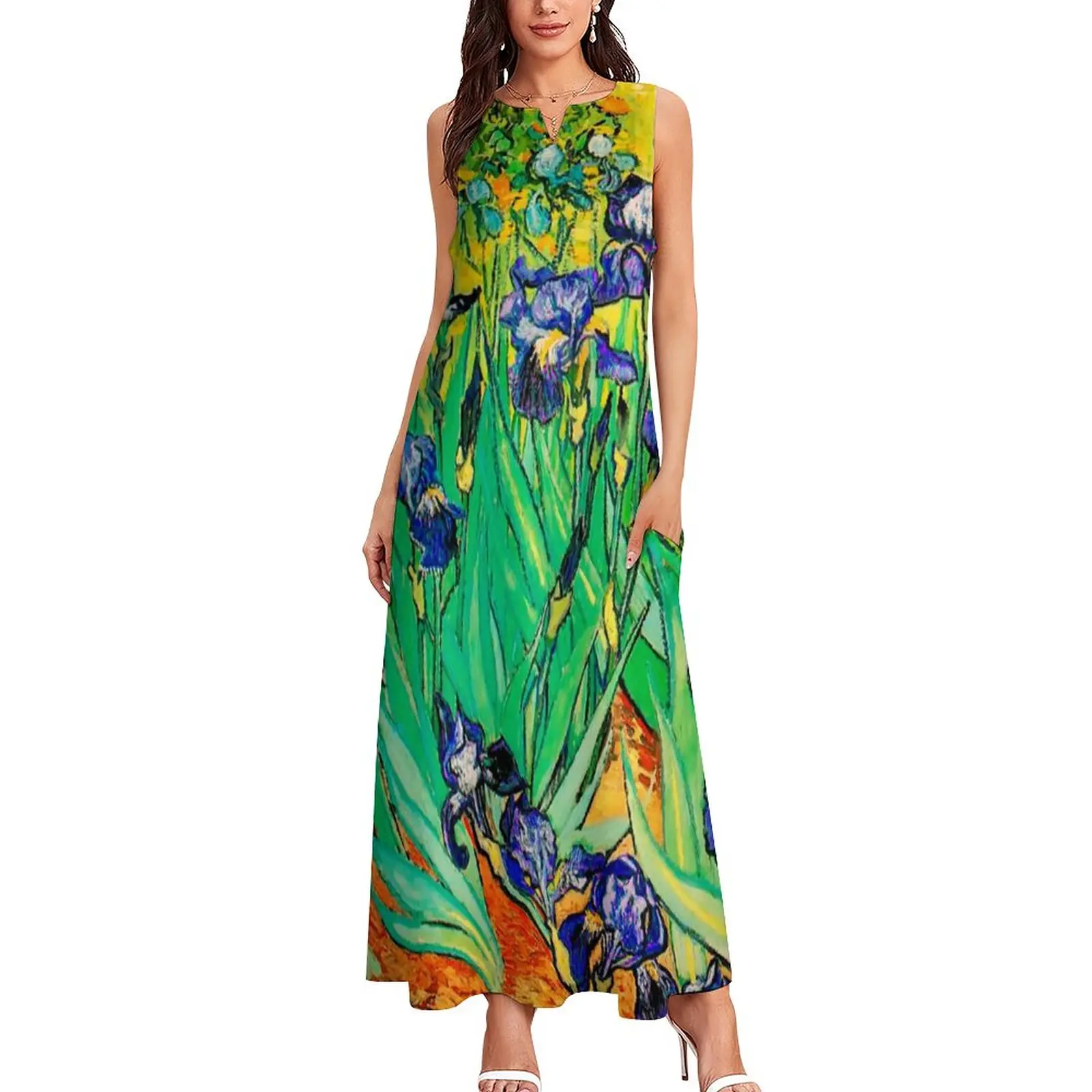 Imagem -02 - Van Gogh Vestido Primavera Íris st Remy Estética Bohemia Vestidos Longos Feminino Moda Maxi Vestido Presente de Aniversário