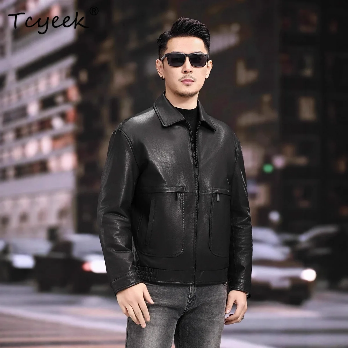 

Tcyeek Genuine Leather Down Jacket Men Winter Clothes Real Sheepskin Mens Coats White Duck Down Coat Vegetable Tanning 2025