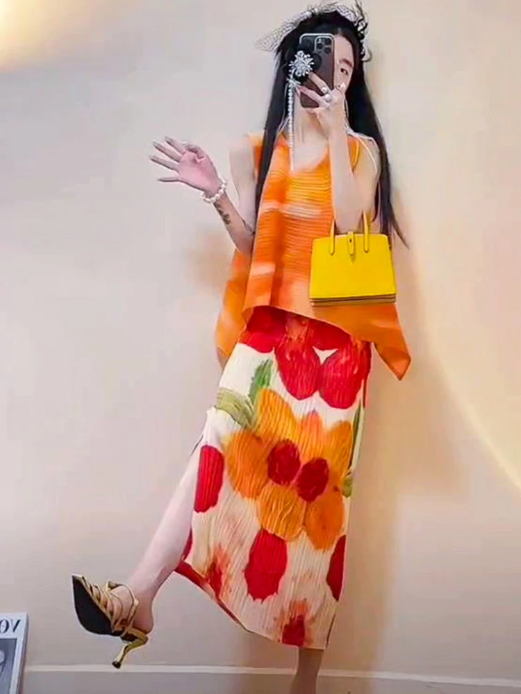 

Утягивающий топ с высокой талией и юбка f, комплект из двух предметов, круглый летний наряд Ne Svel Lazy, сложенные детали