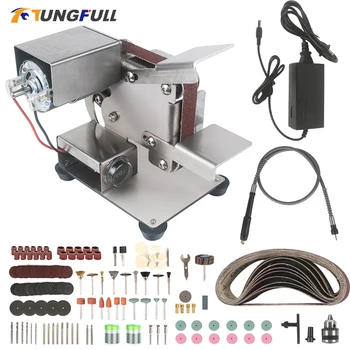 Tungfull Belt Sander Machine 220v DIY Sander Polisher Polishing Grinding Machine Mini Belt Grinding Machine Tool with 10pcs belts