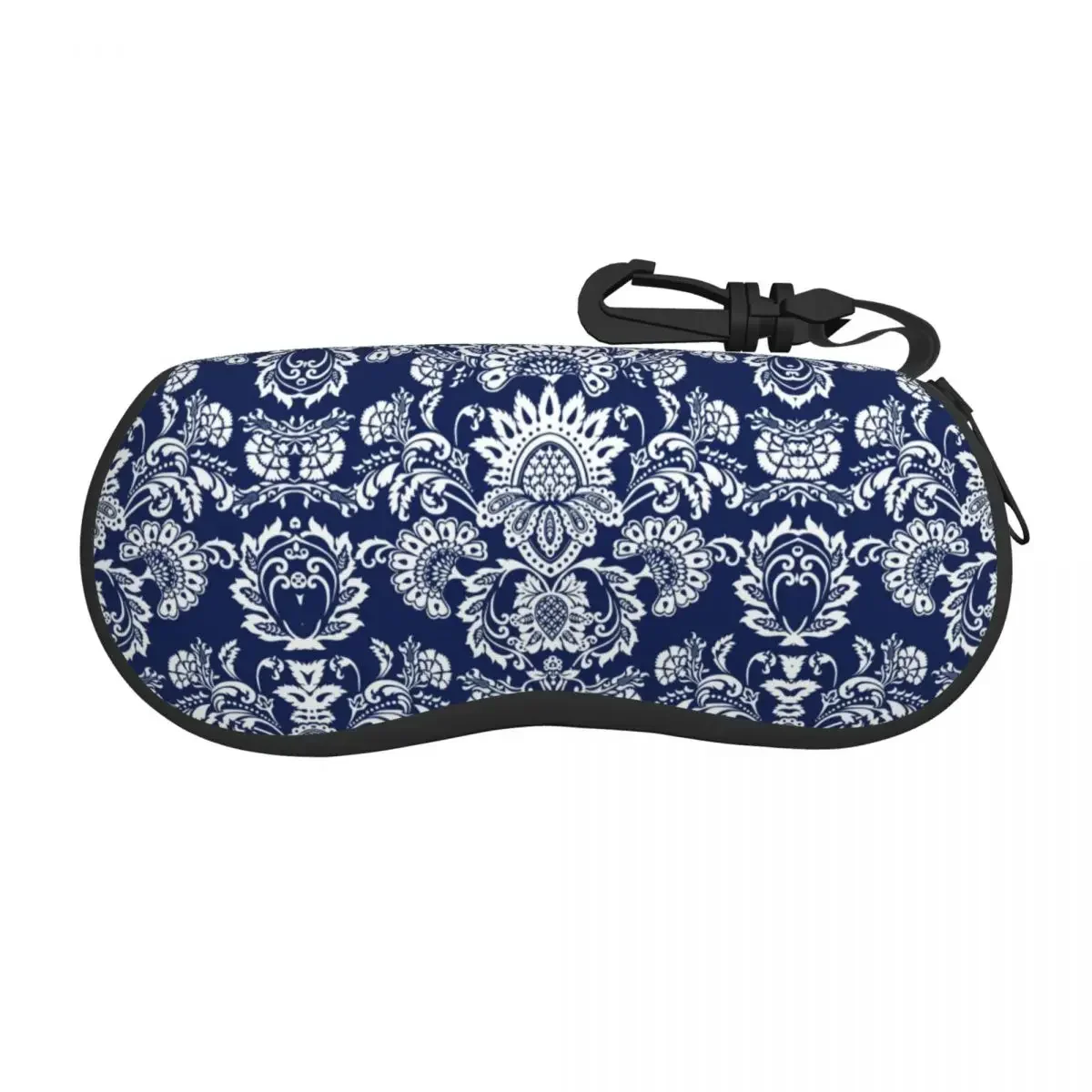 

Custom White And Blue Damask Glasses Case Stylish Bohemian Floral Paisley Style Shell Eyeglasses Case Sunglasses Box