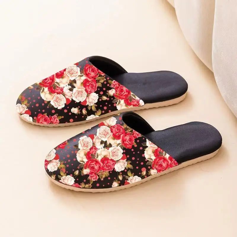 

Women's New Ethnic Style Silk Print Baotou Slippers Soft sole Non Slip High Quality Four Seasons Home Slippers Silent Slippers