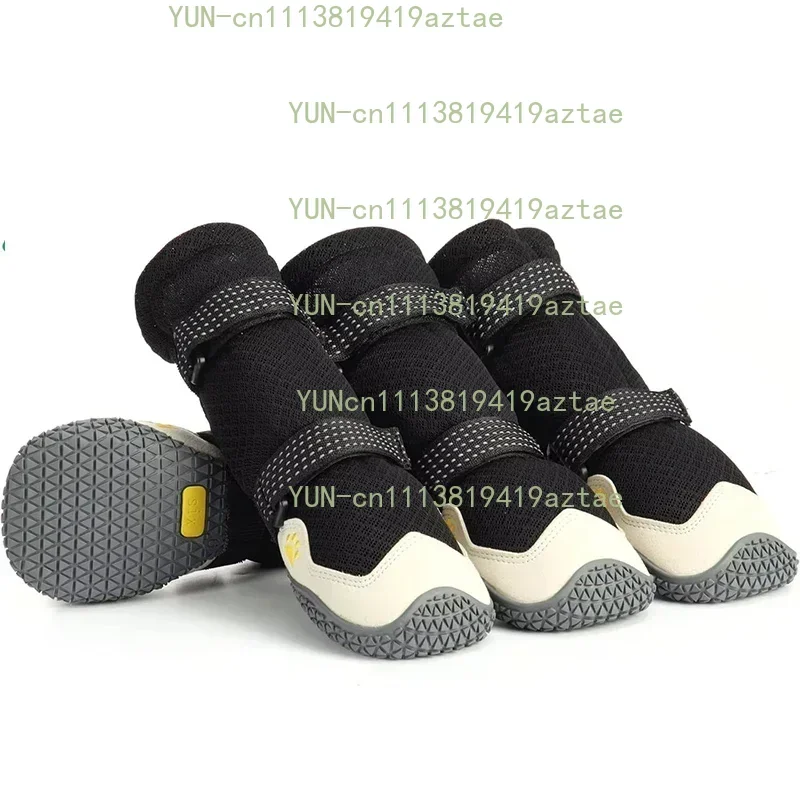 4pcs Breathable Dog Shoes Outdoor Rubber Dog Boots Breathable Warm Reflective Tape Dog Shoes Comfortable Non Slip Pet Product