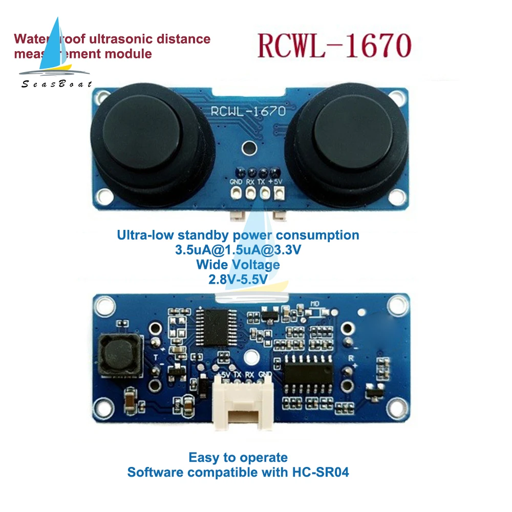 DC3-5V RCWL-1670 Waterproof Ultrasonic Sensor Ultrasonic Wave Detector Ranging Module Ultra-low Power Consumption