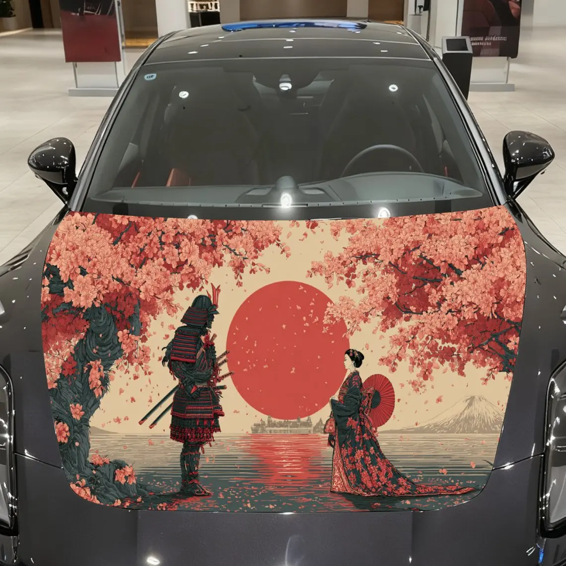 

Antique Samurai Lovers Print car hood stickers, waterproof self-adhesive, scratch resistant, easy to stick, durable car PVC stic