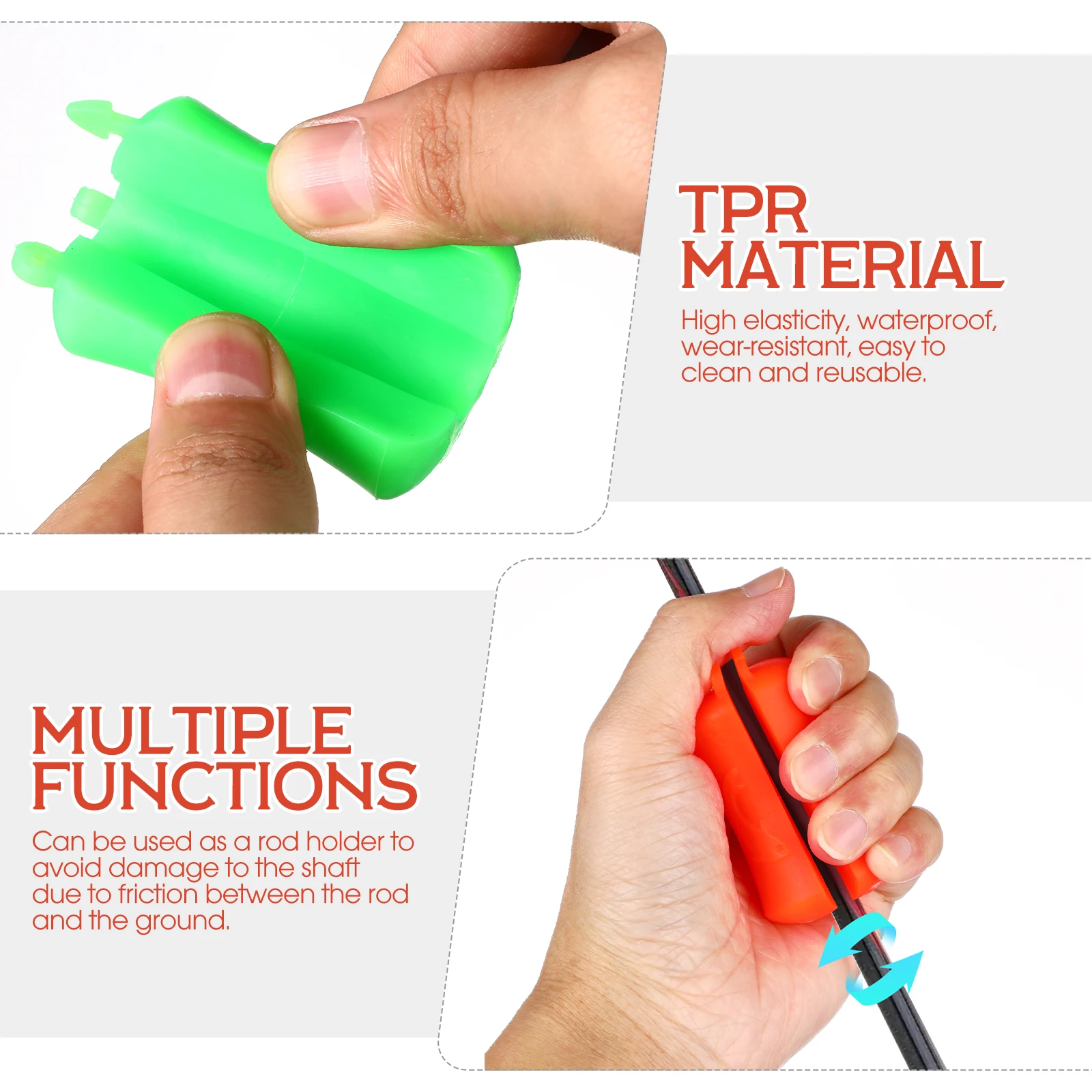 

10 Pcs Tie Holder Ball Fish Pole Protector Protector TPR Material Fastener Small Diameter Mix Color Fishing Gear