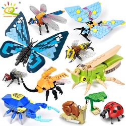 HUIQIBAO Moc Insect Model Building Blocks Fly Bee City Construction Bricks Set Children Puzzle Assemble Toys for KidsGift