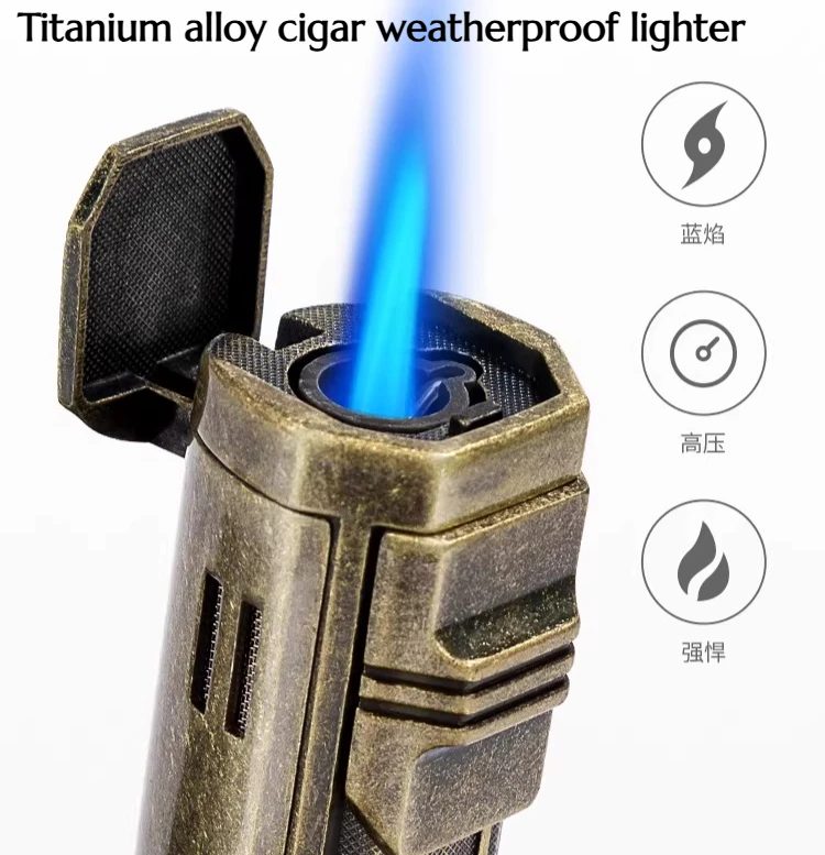 

NEW Titanium Alloy Material Cigar Lighter Windproof and Direct-acting Portable Lighters Cigar Accessory High-end Men's Gift