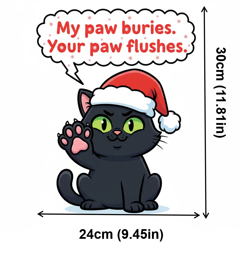 ملصق مرحاض مضحك لعيد الميلاد على شكل قطة لطيفة "My Paw Buries" تذكير المرحاض المتدفق، سهل الإزالة، ديكور حمام احتفالي رائع