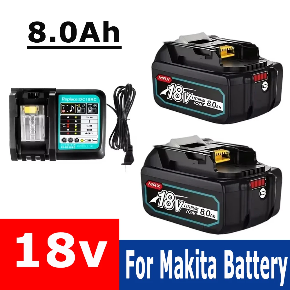 

NEW With LCD Charger Rechargeable Battery 18 V 8000mAh Lithium ion for Makita 18v Battery 8Ah BL1815 BL1850 BL1830 BL1860 LXT400