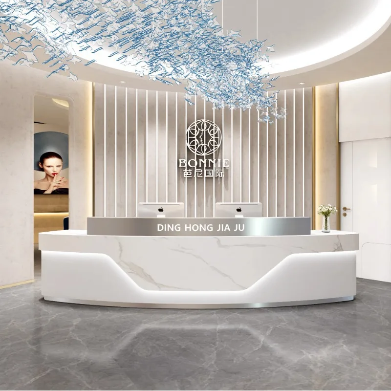 

Стойки регистрации магазина чая с молоком Современные простые стойки регистрации Офисная мебель из нержавеющей стали Sportello Di Ricevimento YSJDT