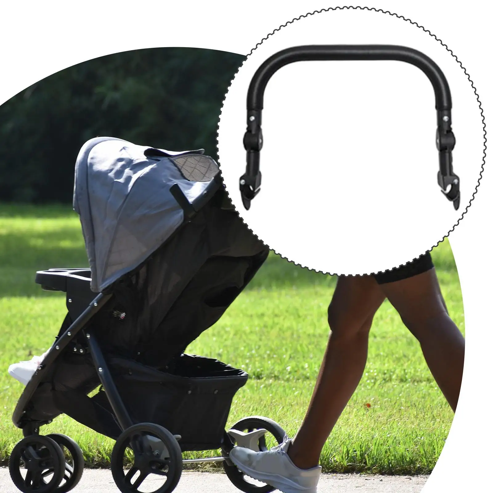 Universal Stroller Armrest Bar PU Leather Adjustable Handle Support for Infant Baby Stroller Attachment