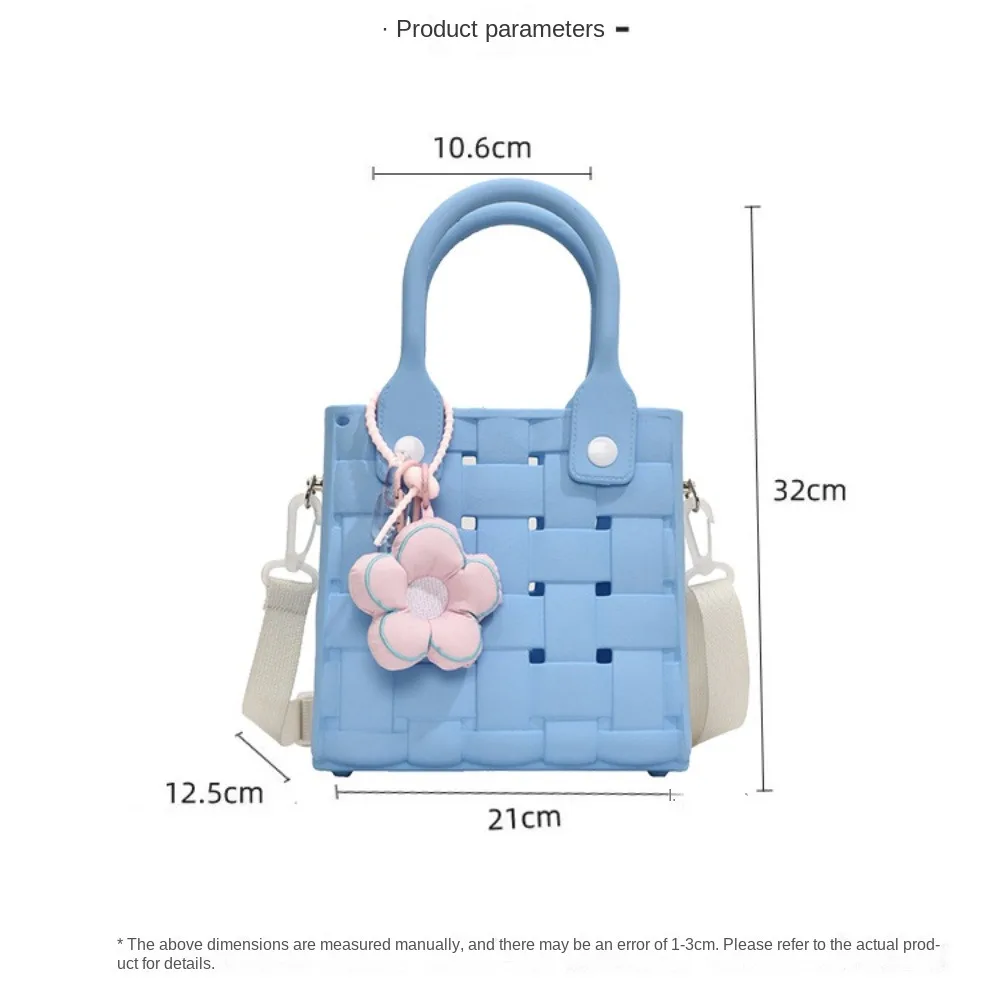 EVA Leather Large Tote Bag for Women Fashion Solid Color Zipper Female Shoulder Bag Ladies Beach Bag Waterproof Fit Charms