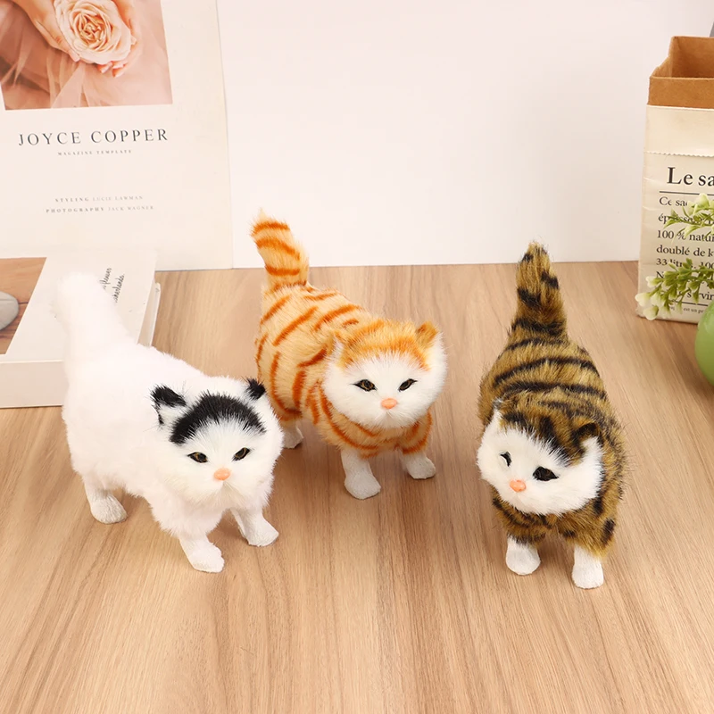 1PC Soft Stuffed Kitten Model Simulation Cat Plush Toys Fake Cat Realistic Animals For Kids Girls Birthday Valentine\'s Day Gift