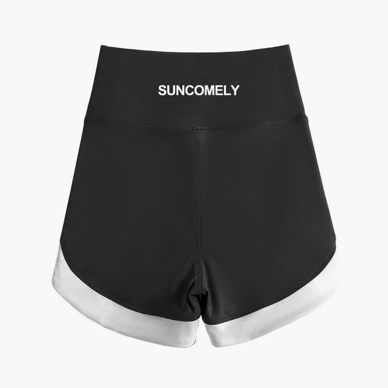 Women High Waist Color Block 3 Inch Stretchy Shark Shorts Tummy Control Slim Fit Thin Breathable Anti See Through Safety Shorts