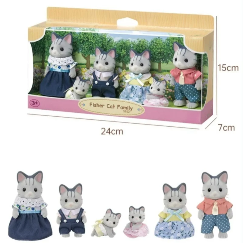 

Hot New Forest Baby Family Anime Fisher Cat Family Doll Cute Action Figure Desktop Decoration Flocking Doll Collection Gift Toys