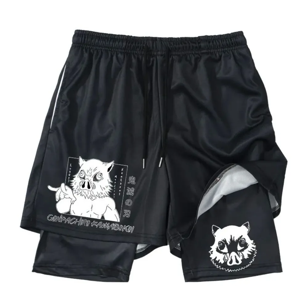 2026 Anime Demon Killer Peripheral Men's and Women's Four Seasons Double Layered Beach Pants Loose Oversized Casual Shorts New