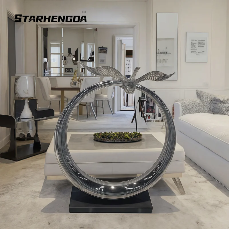 Ring stainless steel for living rooms, offices, corridors, hotels, shops, interior sculptures and art Decorative ornaments