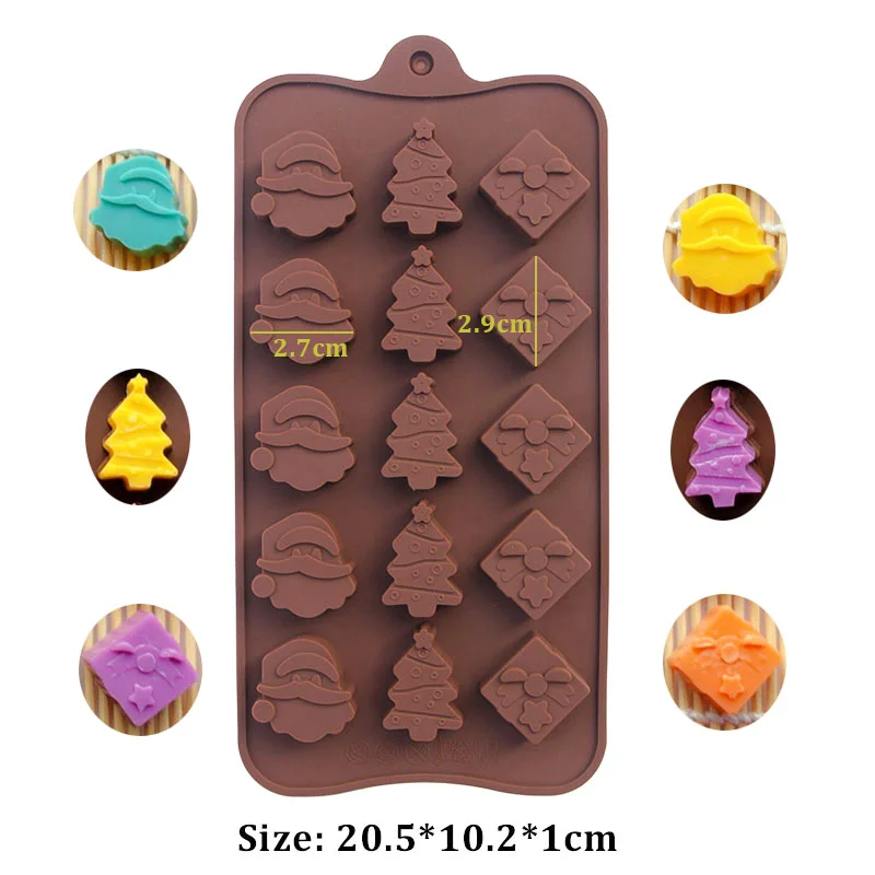 Chocolate Candy Mold Santa Claus Christmas Tree Jingle Bell Silicone Mould Baking Tool