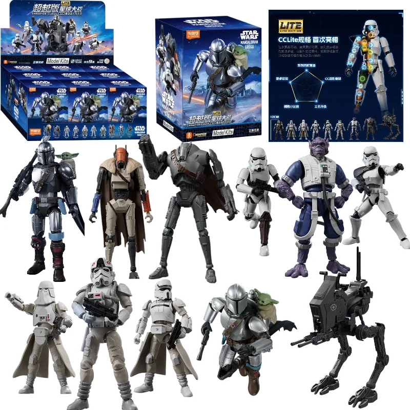 Star Wars Grogu Din Djarin Action Figures Mandalorian Darth Vader Stormtrooper Assembled Model Blind Box Collectible Doll Toys