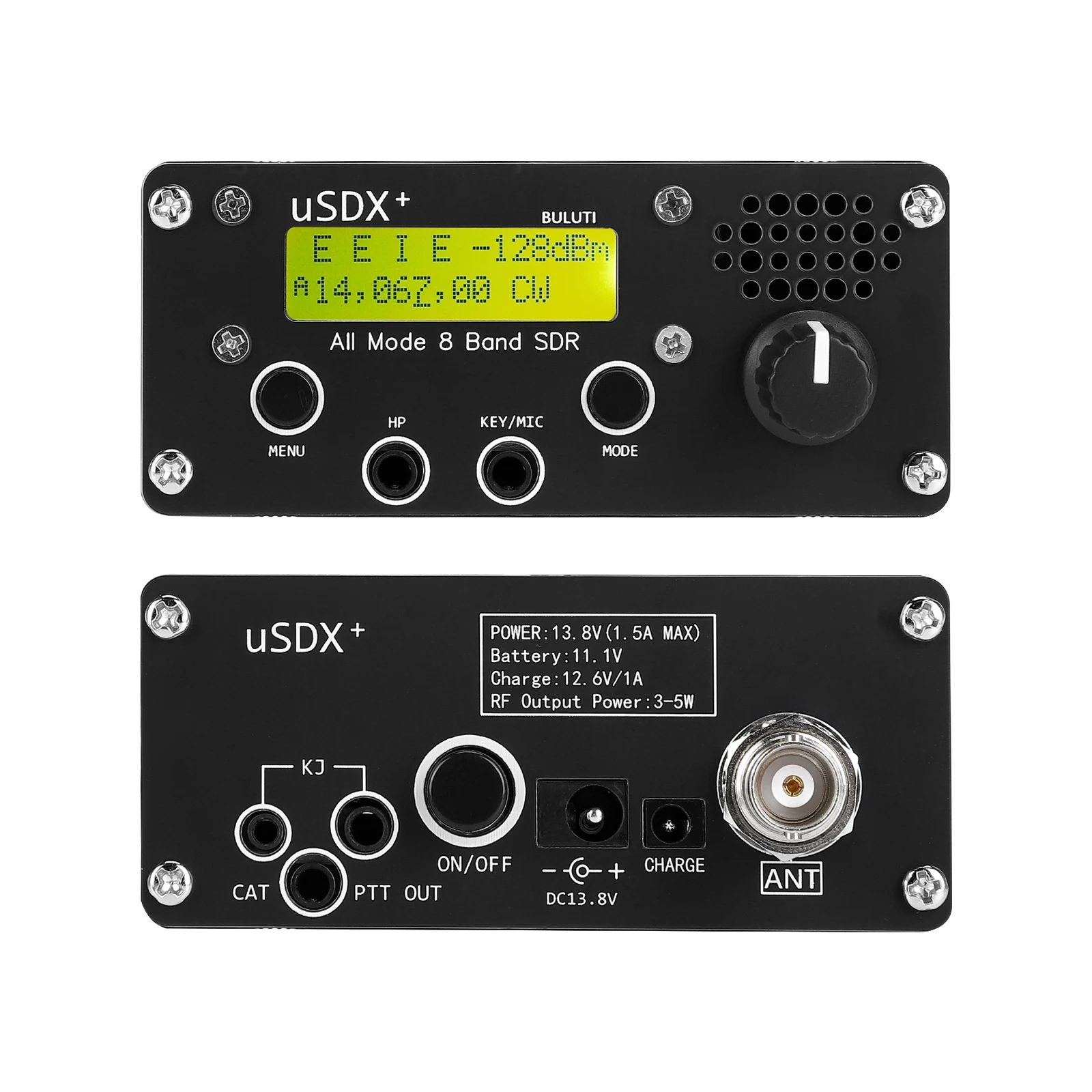 USDR uSDX+ Plus V2 10/15/17/20/30/40/60/80m 8 Bands SDR All Mode High Frequency SSB QRP Transceiver BNC Interface EU/US Plug