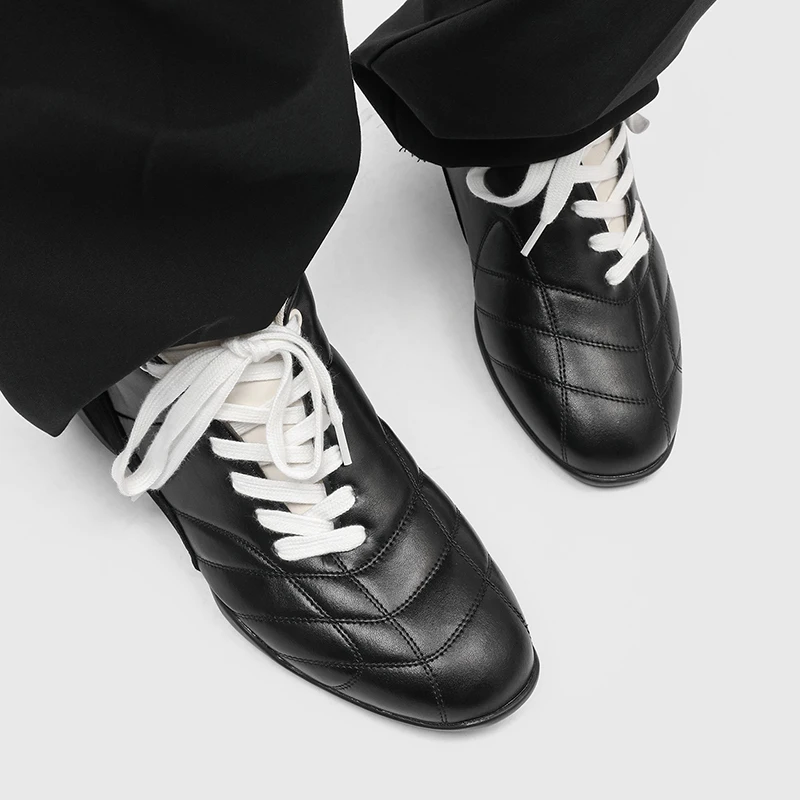 Autumn Winter Men Diamond Shaped Soft Surface Casual Shoes Color Blocking Diagonal Strap Personalized Fashionable Daily Wear