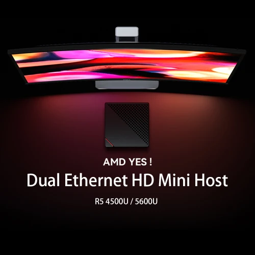 AMD R5 5600U DDR4 HD-MI DP USB3.0 2 ethernet ports wifi Win10 LINUX Gamer Micro Computer Mini PC With Fan For Gaming