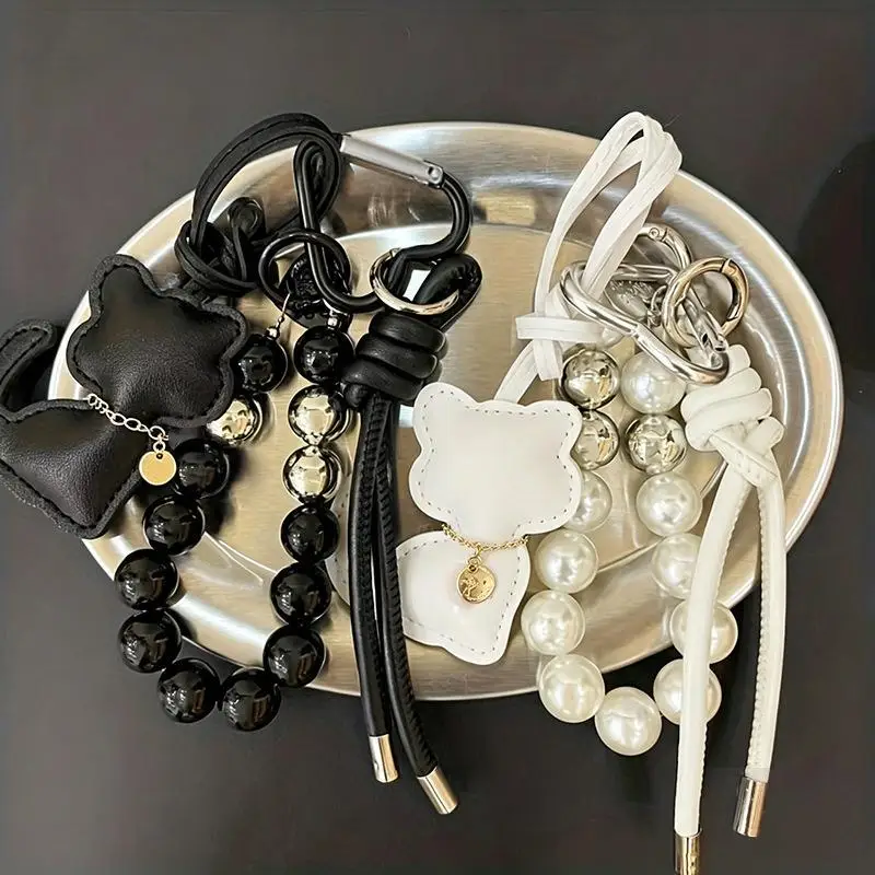 1 Stück Handtaschen-Schlüsselanhänger, Neue Imitationsperlen-Katzen-Handykette, Geschenk, Hängeornament, Anhänger für Frauen und Mädchen – Detail 2