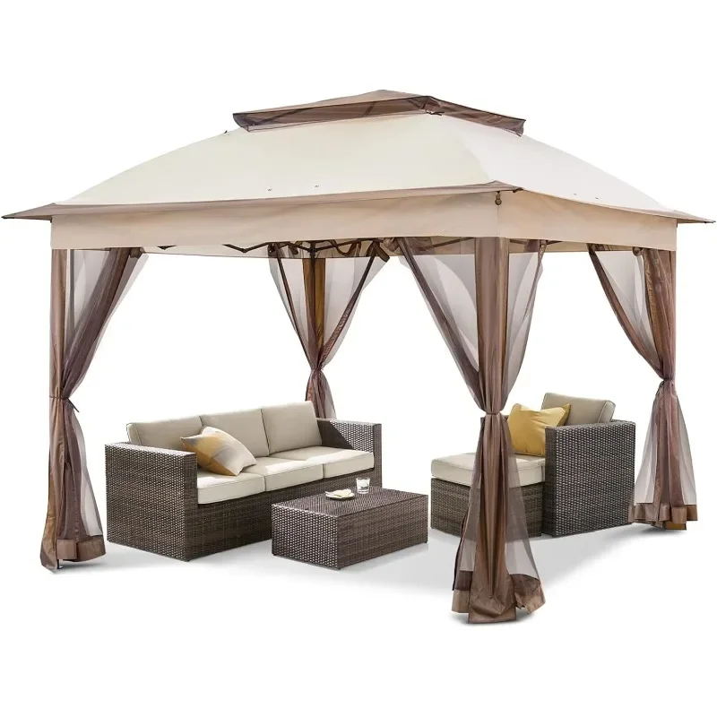 Instant Gazebo Tent with Mosquito Netting Outdoor Canopy Shelter with 121 Square Feet of Shade