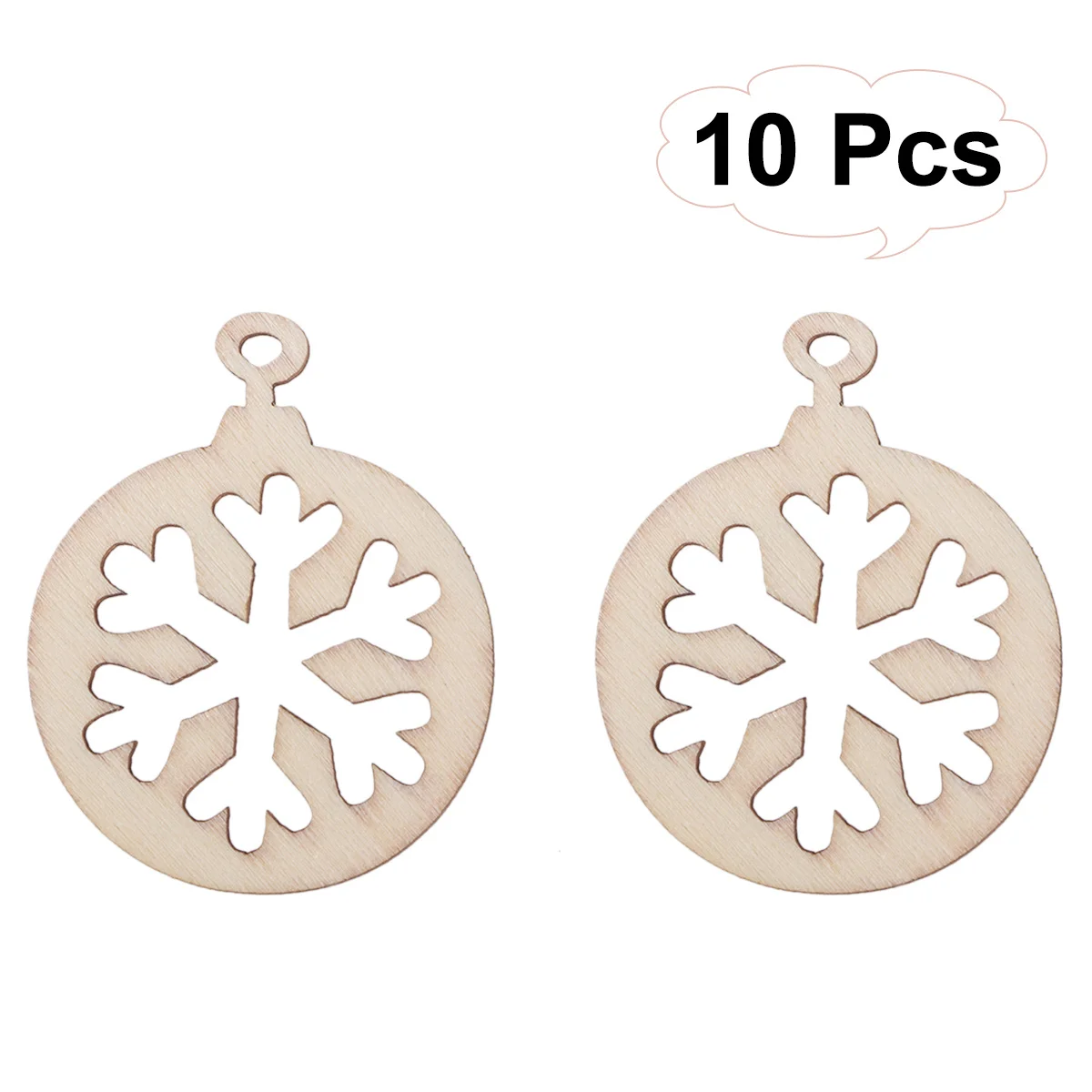 

10pcs Laser-Cut Wood Veneer Slices Hollow Snowflake Shape Diy Craft For Christmas Decoration Wedding Party Table Decor Children