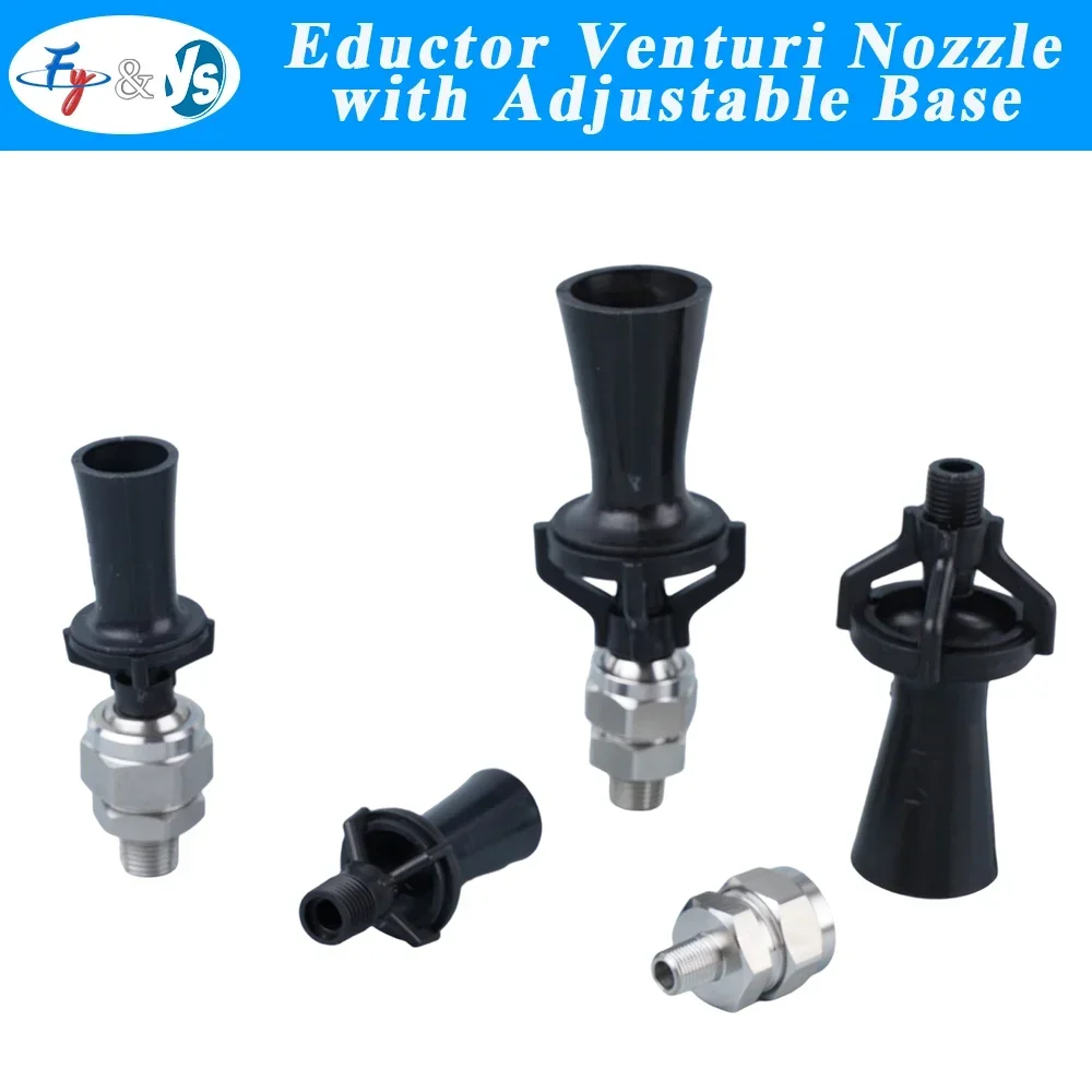 PP Venturi Eductor Nozzle Adjustable SS Base Tank Liquid Mixing Jet Nozzle BSPT NPT Thread Industrial Tank Agitation