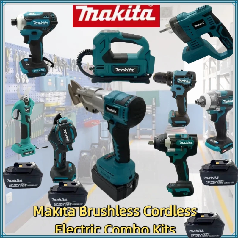 makita-power-tool-brushless-electric-impact-hammer-drill-angle-grinder-electric-circular-saw-combo-kits-for-18v