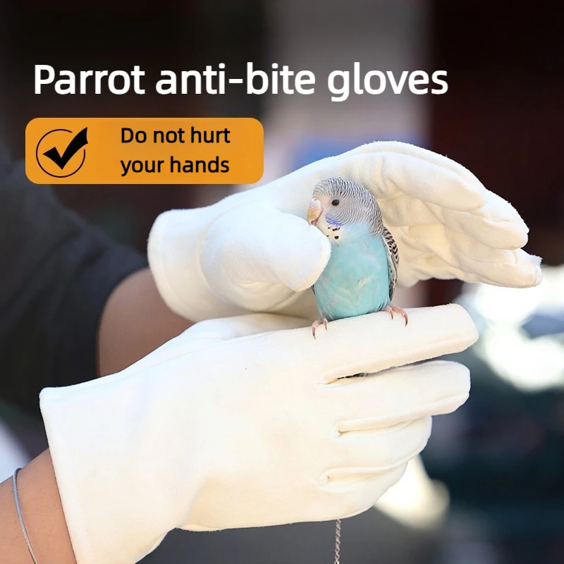 Bite Resistant Animal Gloves, Professional Parrot Bite-Proof Scratch Feeding Protection Natural Breathable Suede Safety Gloves
