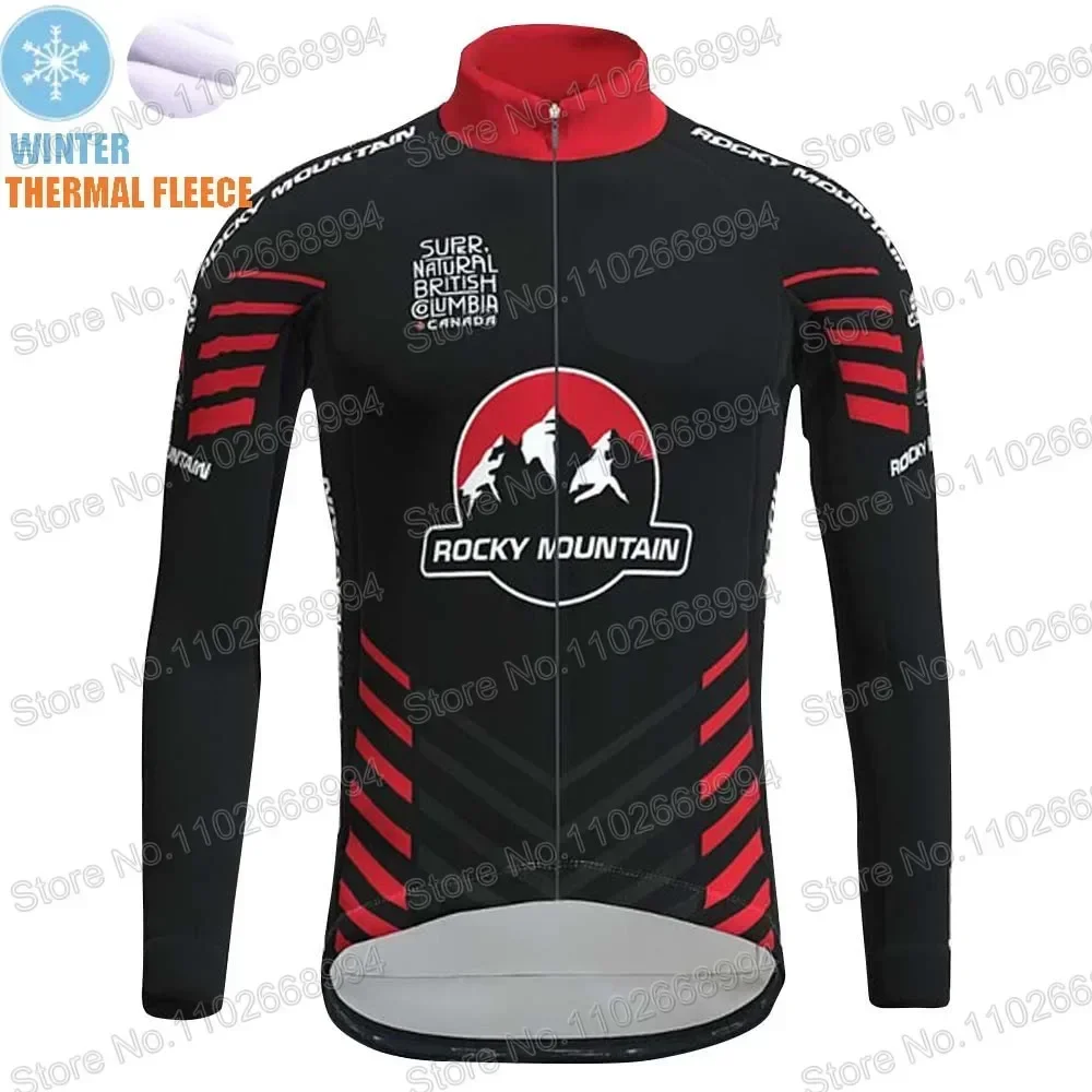 Team ROCKY MOUNTAIN 2024 Cycling Jersey Set Men Long Sleeve Winter USA Clothing Bike Thermal Jacket Suit MTB Maillot Ropa