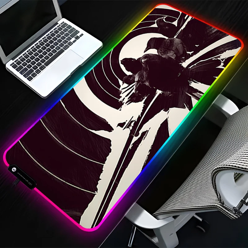 

RGB LED Mousepad Pattern Game Pad Rubber Cartoon Anime Mouse Pad PC Accessories Desk Mat Non Slip Table Mat Crow HD Keyboard Pad