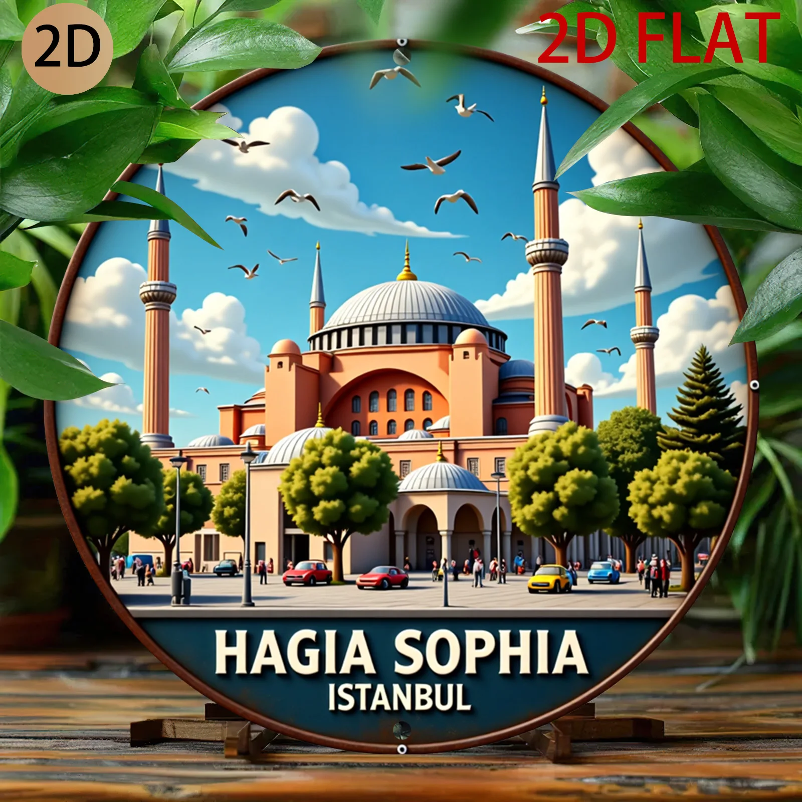 2D Flat Hagia Sophia Istanbul Historic Architecture Wall Art Cultural Landmark Decor Suitable for Home Office Cafe Or Travel-The