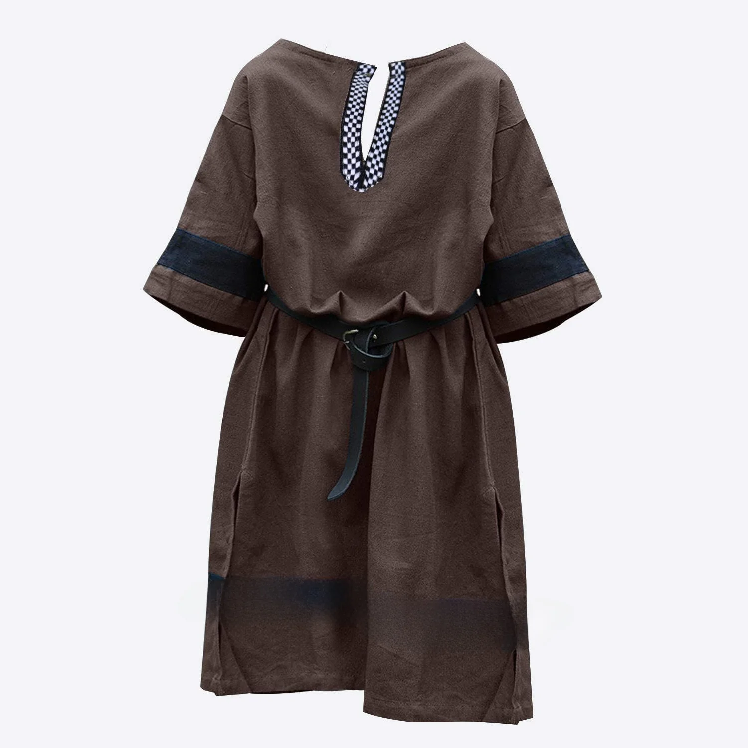 

Men's Medieval Summer Linen Robe Viking Warrior Costume Waist-Cinched Stage Performance Gown Youth Casual Cotton Blend Fabric