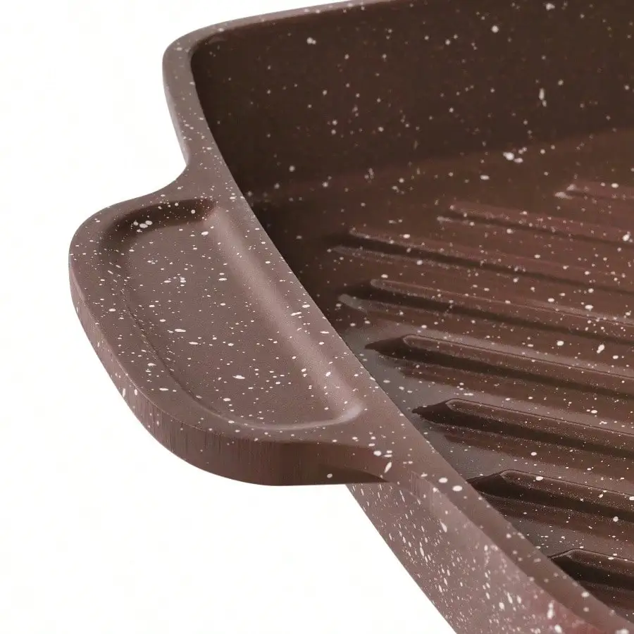 Wajan Panggang Aluminium Cor Brown Speckle Cowboy, 10 inci x 12 inci - Sudah Di-Pre-Seasoning & Distribusi Panas Merata