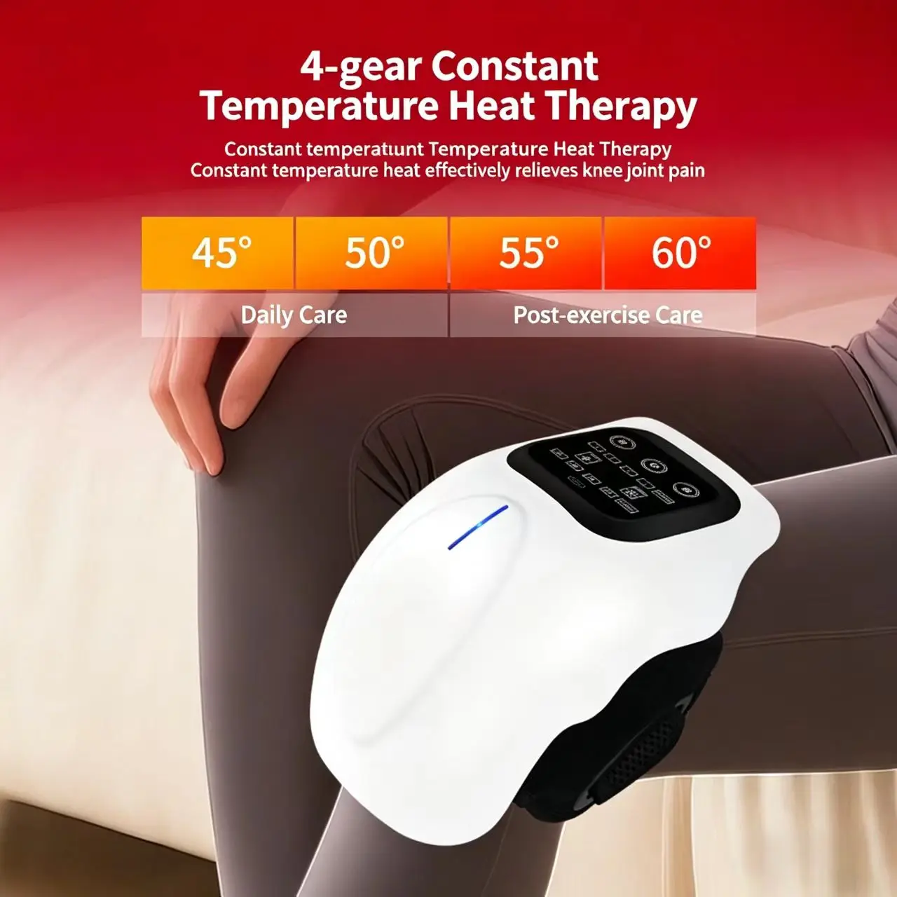 Cordless Knee Massager with Heat, Relax Knee Massage for Joint Stiff & Discomfort, 3 Levels Heat & Vibration
