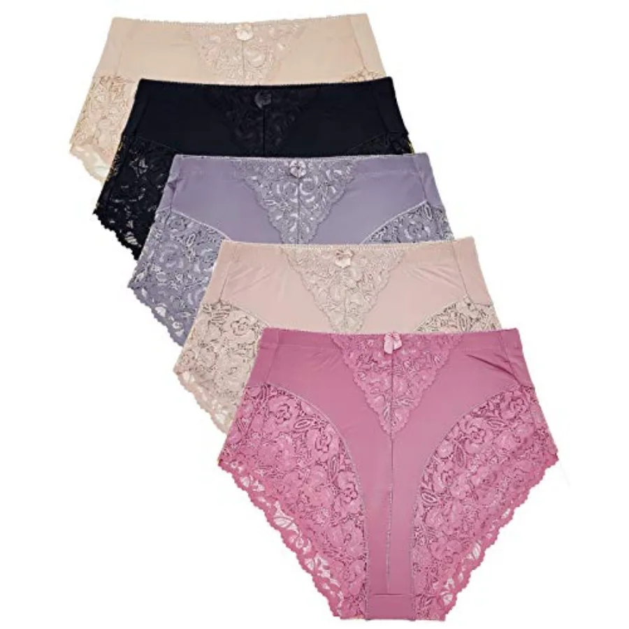 

Barbra Lingerie 5 Pack Plus Size Underwear Women Light Control Briefs Panties