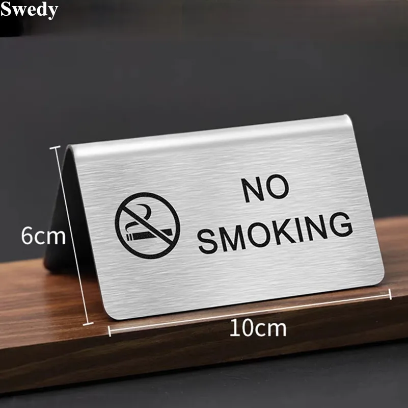 Stainless Steel No Smoking Warning Sign Stand Restaurant Reserved Table Signs Wedding Table Number Place Card Holder Stand