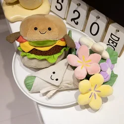 Fun Sandwich Hamburger Doll Plush Toy Girl Heart Holding Flower Doll Creative Bouquet Home Decoration Valentine's Day Gift