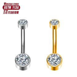 F136 Titanium Belly Button Piercing Industrial Hinge Segment External Helix Zircon Fashion Women Sexy Body Jewelry Wholesale