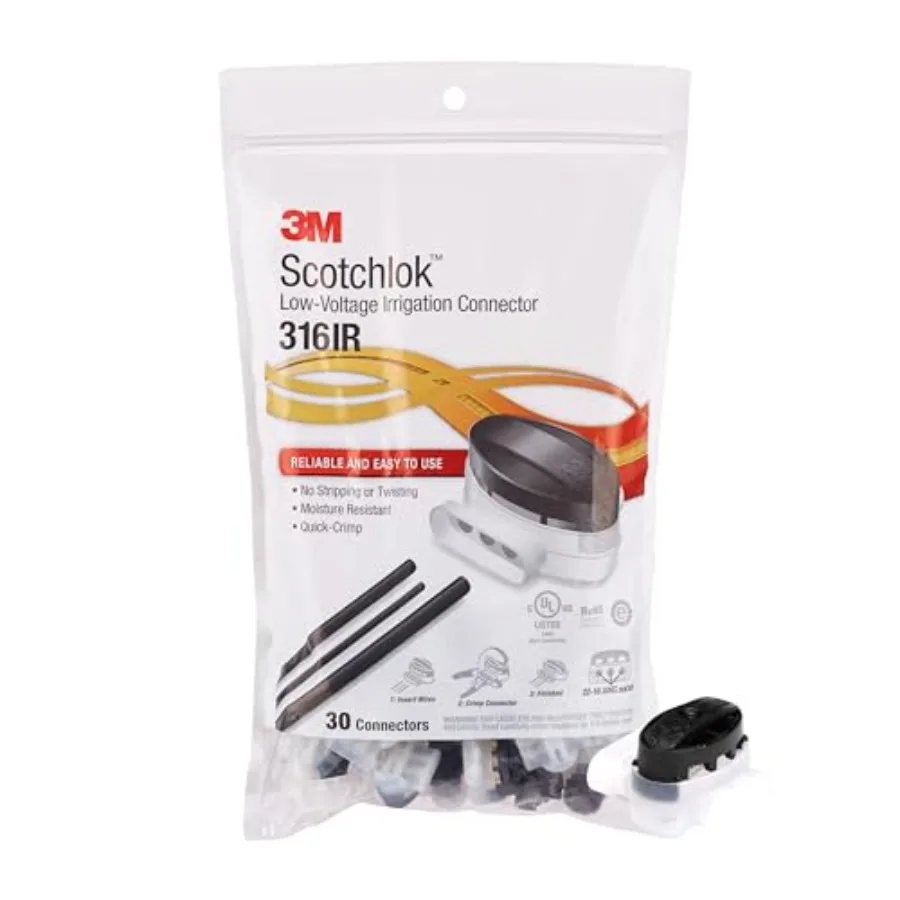 

Scotchlok Self-Stripping Electrical IDC 316IR, Black/White Color, Pigtail, Irrigation Applications, Moisture Resistant, 22-16 A