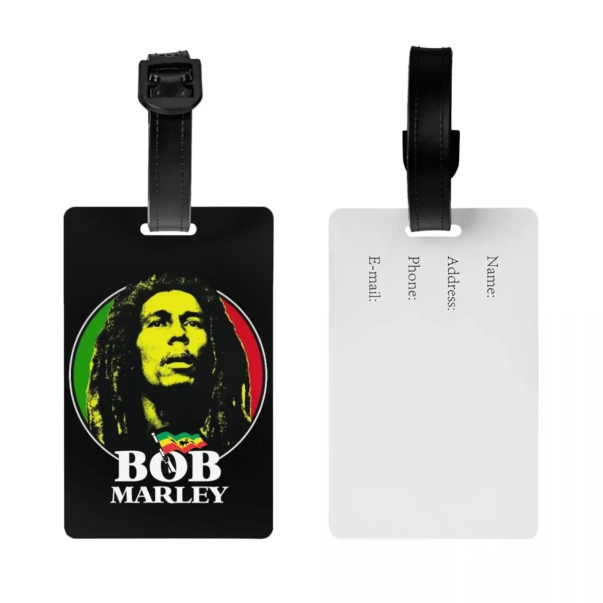 Custom Reggae Rock Bob Marley Luggage Tag Privacy Protection Baggage Tags Travel Bag Labels Suitcase