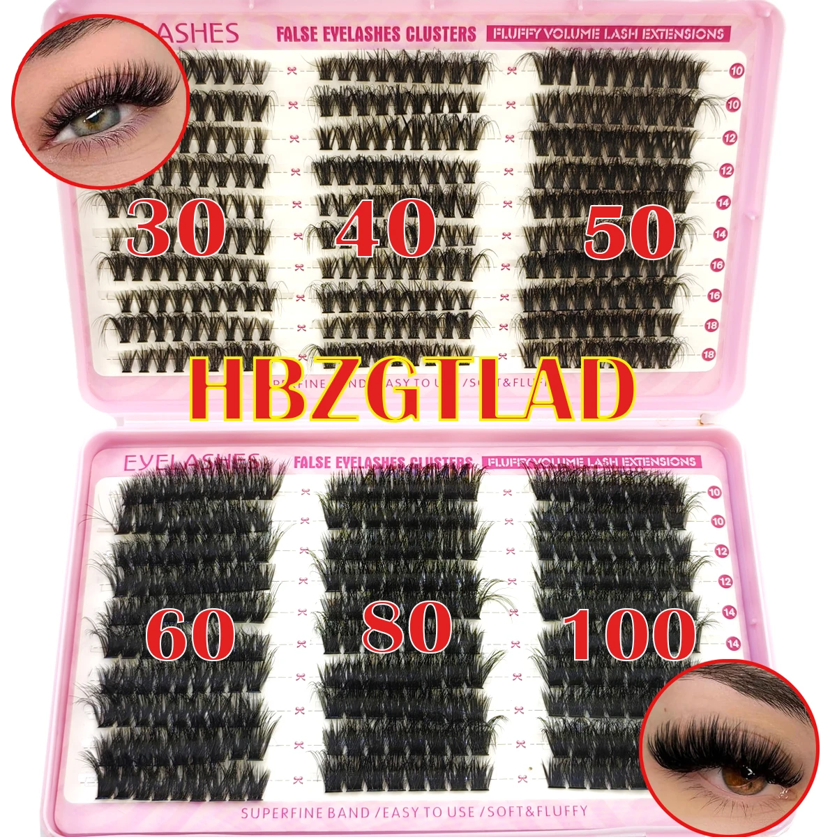60 Reihen Wimpern Cluster DIY Wimpernverlängerung Gemischte Tablett Cluster Wimpern Flauschiges Volumen Einzelwimpern Katzenaugenwimpernverlängerung