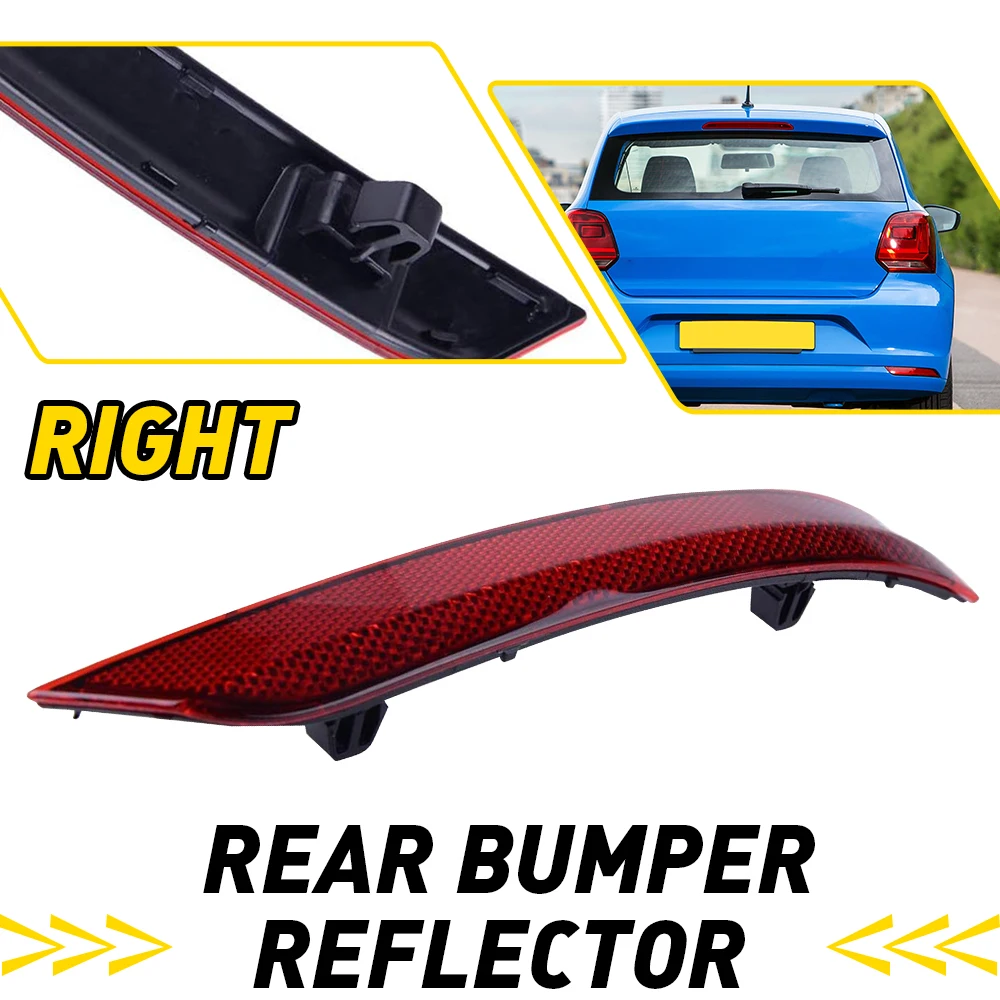 Rear Bumper Reflector Light Cover For VW Polo Hatchback 2014 2015 2016 2017 Right Left Rear Bumper Reflector Stop Lamp Red Lens